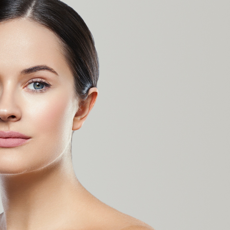 Woman beauty face healthy skin color background natural makeup