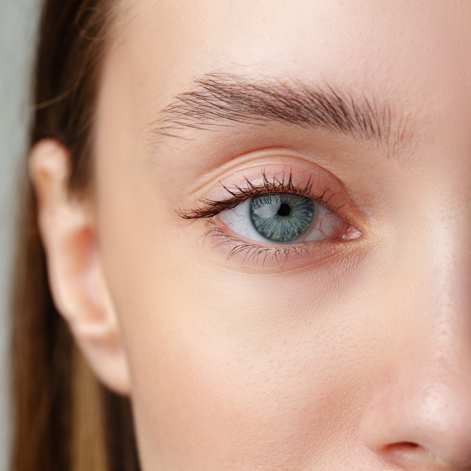 Close Up of Woman's Blue Eyes With Natural Makeup