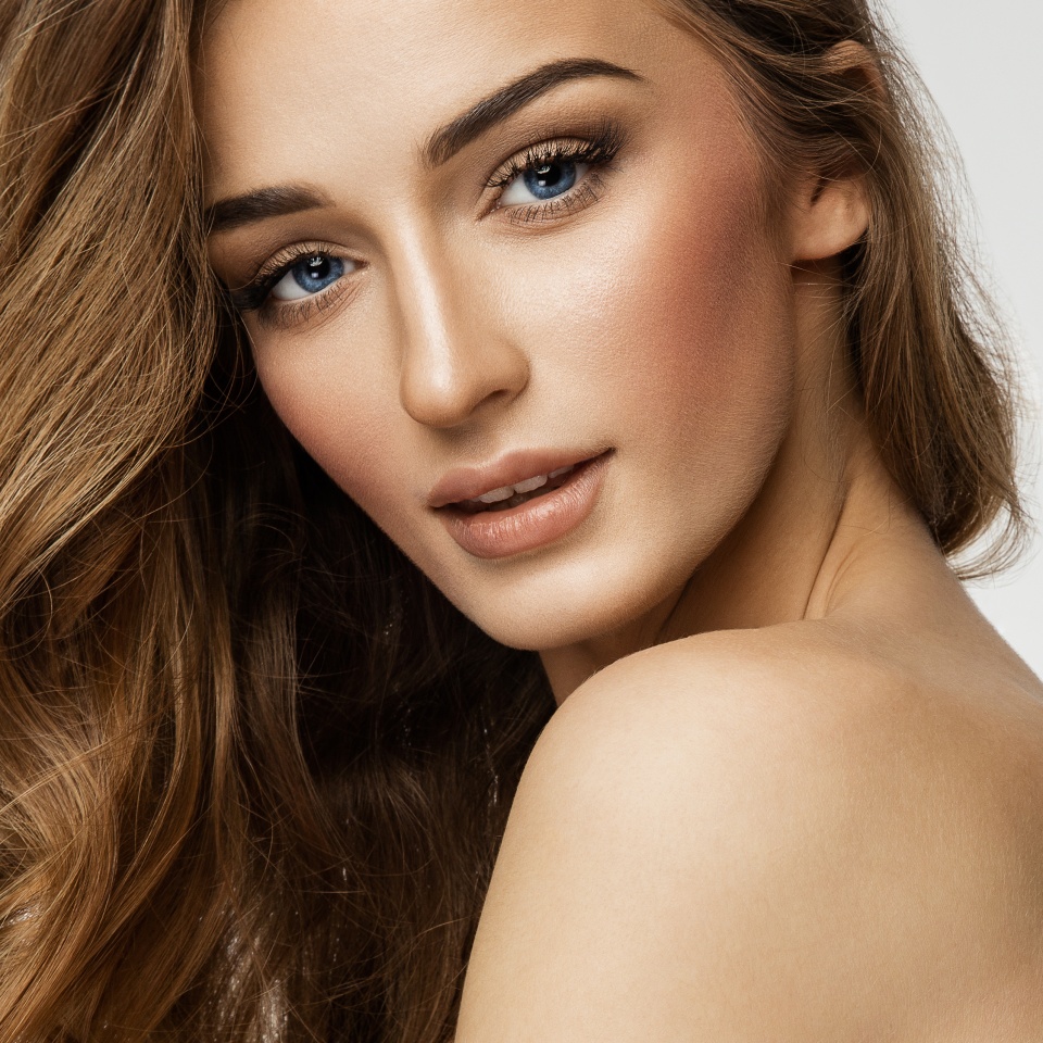 Beauty portrait of female face with natural skin