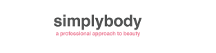 The image shows the simplybody logo with the tagline "a professional approach to beauty" beneath it.